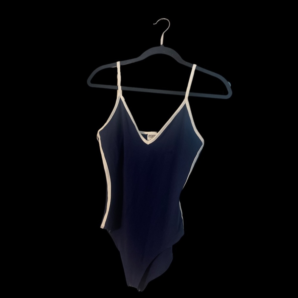 PINK NAVY BLUE BODYSUIT WITH STRIPE DETAILS ON THE SIDE IN SIZE M (BARELY WORN)